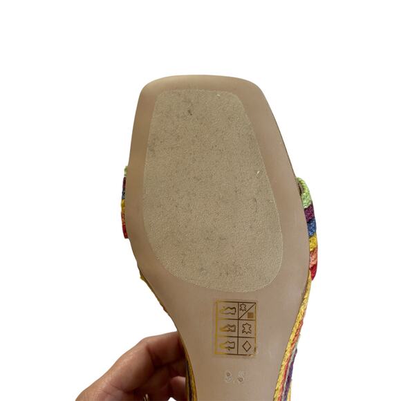 Jeffrey Campbell On-Board Rainbow Strappy Espadrille Wedge Sandals Size 9.5 - Picture 7 of 9